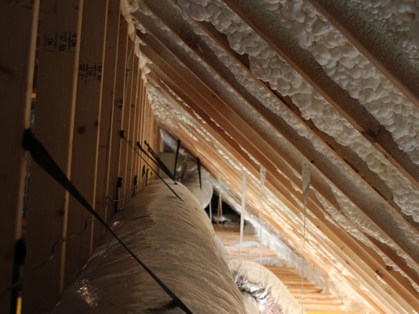 Attic sealed with insulation to help with the home's performance