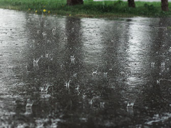 raining falling onto a driveway