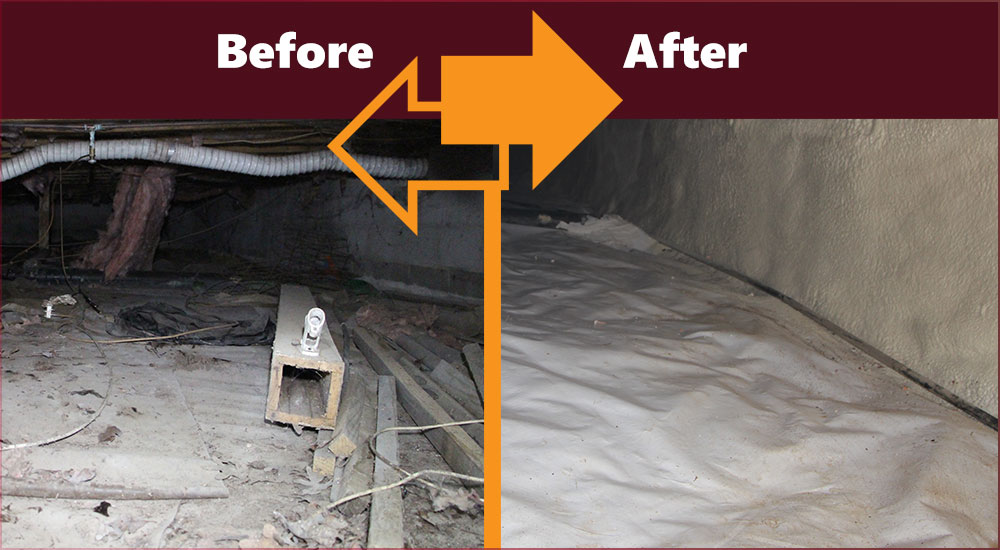 crawl space encapsulation before and after